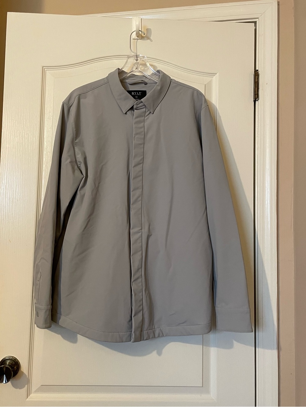 BYLT Basics Tech Nylon Shirt Jacket XL Storm Grey Lightweight Shacket Utility
